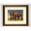 Image 1 : HAND MADE GEM STONE PANTING OF RHINOS