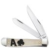 Image 1 : CASE 4" NATURAL BONE HANDLE ACE OF CLUBS TRAPPER FOLDIN
