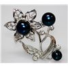 Image 1 : BLACK PEARL FLOWER CZ BROOCH