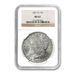 1881-CC $1 Morgan Silver Dollar - NGC MS62