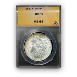 1887 $1 Morgan Silver Dollar - ANACS MS64