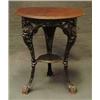 Image 1 : FURNITURE, BORD, SKIVA AV MAHOGNY, UNDERREDE AV BEMÅLAT GJUTJÄRN MED LEJONTASSAR, GENOMBRUTEN DEK…