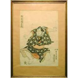 ORIENTAL WORKS OF ART 1, KUNISADA UTAGAWA 1785-1864, FÄRGTRÄSNITT, SKÅDESPELARE, SIGN. 33X23 (SMÄ…