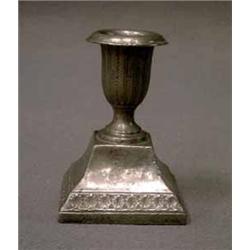 PEWTER, LJUSSTAKE, EMPIR, PALMETTDEKOR, OTYDLIGA STÄMPLAR, SVERIGE 1822, H11…