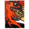 PAINTINGS & SCULPTURES, BENGT LINDSTRÖM 1925-, FÄRGLITOGRAFI, "ANSIKTE" 75X55, SIGN. 57/100 (ORAM…