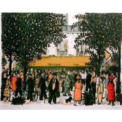 PAINTINGS & SCULPTURES, LENNART JIRLOW 1936-, FÄRGLITOGRAFI, "BRASSERIE" SIGN. 86/240…