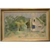 PAINTINGS & SCULPTURES, TURE FABIANSSON 1910-1994, OLJEMÅLNING, HUS I TRÄDGÅRD, 41X69, SIGN. 1949…