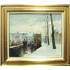PAINTINGS & SCULPTURES, AXEL LIND 1907-, OLJEMÅLNING, HUS I VINTERSKRUD, 45X55, SIGN.…