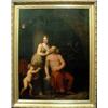 PAINTINGS & SCULPTURES, OKÄND KONSTNÄR, ANTIK OLJEMÅLNING, INTERIÖR MED MAN, KVINNA OCH BARN, 170…