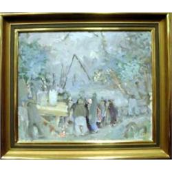 PAINTINGS & SCULPTURES, RAGNAR PERSON 1905-93, OLJEMÅLNING, FIGURER I SOMMARLANDSKAP, 50X60, SIGN…