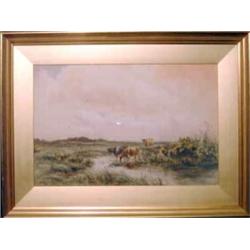 PAINTINGS & SCULPTURES, WYCLIFFE EGGINTON 1875-1951, AKVARELL, BOSKAP VID VATTENSTÄLLE, 35X52, SI…