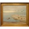 PAINTINGS & SCULPTURES, WILLIAM GISLANDER 1890-1937, OLJEMÅLNING, "SJÖFÅGLAR" UTSTÄLLNINGSETIKETT…