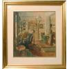 PAINTINGS & SCULPTURES, RUDOLF CARLBORG 1892-1963, AKVARELL, HOS TANDLÄKAREN, 35X32, SIGN. -49…