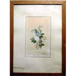 PAINTINGS & SCULPTURES, SOPHIE SILVERSPARRE 1783-1815, AKVARELL, BLOMSTERBUKETT, 32X22, SIGN. 180…