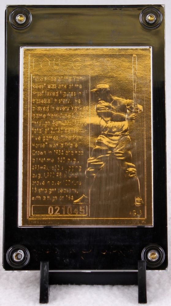 Lou Gehrig Golden Legends of Baseball 22 Karat Gold Baseball Card with