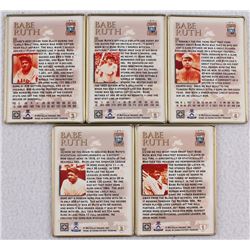 Set of (5) Metallic Impressions Babe Ruth Embossed Metal Collector Cards in Original Tin