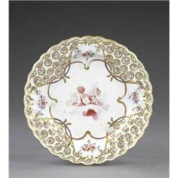 A Derby shaped circular plate, - A Derby shaped circular plate, attributed to Richard Askew, pai...