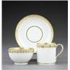 Image 1 : A Derby trio of tea bowl, - A Derby trio of tea bowl, coffee can and saucer, pattern 210, each g...