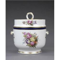 A Derby ice pail and cover, - A Derby ice pail and cover, pattern 100, the white ground painted,...