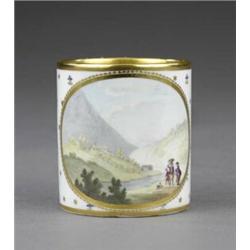 A Derby 'named view' coffee can, - A Derby 'named view' coffee can, the white ground enamelled w...