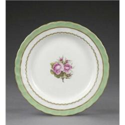 A Derby shaped circular plate, - A Derby shaped circular plate, pattern 289, painted to the cent...