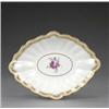 Image 1 : A Derby dessert dish, - A Derby dessert dish, pattern 65, of fluted shaped lozenge form, painted...