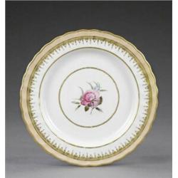 A Derby shaped edge plate, - A Derby shaped edge plate, pattern 152, painted to the centre, in t...