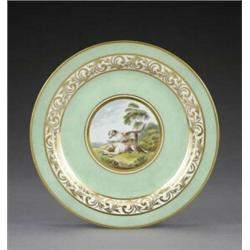 A Derby 'animal service' plate, - A Derby 'animal service' plate, pattern 268, painted to the ce...