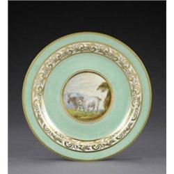 A Derby 'animal service' plate, - A Derby 'animal service' plate, pattern 268, the central circu...