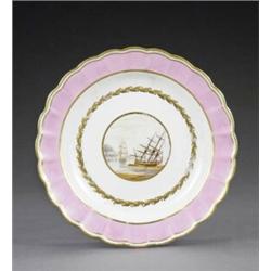A Derby shaped circular plate, - A Derby shaped circular plate, pattern 222, the circular panel...