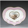 Image 1 : A Derby heart shaped dessert dish, - A Derby heart shaped dessert dish, pattern 220, painted to...
