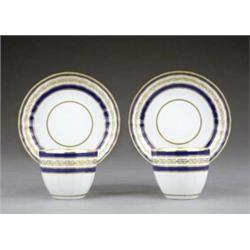 A pair of Derby fluted tea bowls and saucers, - A pair of Derby fluted tea bowls and saucers, pa...