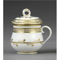 A Derby custard cup and cover, - A Derby custard cup and cover, of compressed baluster form, wit...