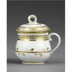 A Derby custard cup and cover, - A Derby custard cup and cover, of compressed baluster form, wit...