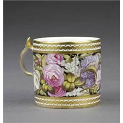 A Derby coffee can, - A Derby coffee can, attributed to William 'Quaker' Pegg, painted with a de...
