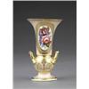 Image 1 : A Derby salmon ground vase, - A Derby salmon ground vase, of unusual shape, the tall trumpet nec...