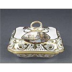 A Derby shaped rectangular tureen and cover, - A Derby shaped rectangular tureen and cover, from...