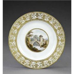 A Derby 'named view' plate, - A Derby 'named view' plate, from the same service, painted, in the...