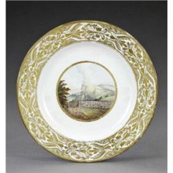A Derby 'named view' plate, - A Derby 'named view' plate, from the same service, painted, in the...