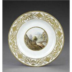 A Derby 'named view' plate, - A Derby 'named view' plate, from the same service, painted, in the...