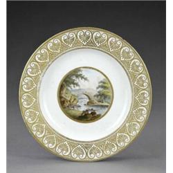 A Derby 'named view' plate, - A Derby 'named view' plate, from the same service, painted, in the...