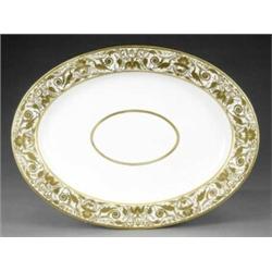A Derby large oval ashet, - A Derby large oval ashet, from the same service, the centre with gil...