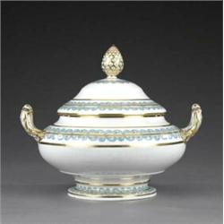 A Derby tureen and cover, - A Derby tureen and cover, of compressed circular pedestal form, with...