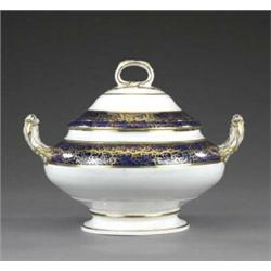A Derby circular tureen and cover, - A Derby circular tureen and cover, of similar form, the dom...