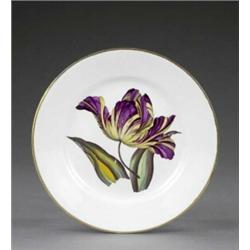 A Derby plate, - A Derby plate, attributed to William 'Quaker' Pegg, painted to the well with a...