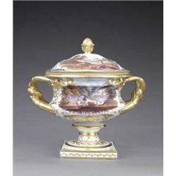 A Derby ice pail and cover, - A Derby ice pail and cover, of Warwick vase shape, painted, in the...