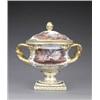 Image 1 : A Derby ice pail and cover, - A Derby ice pail and cover, of Warwick vase shape, painted, in the...