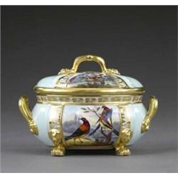 A Derby bleu celeste small tureen and cover, - A Derby bleu celeste small tureen and cover, attr...