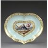 Image 1 : A Derby bleu celeste heart shaped dessert dish, - A Derby bleu celeste heart shaped dessert dish...