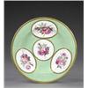 Image 1 : A Derby plate, - A Derby plate, the apple green ground reserved with one circular and three oval...